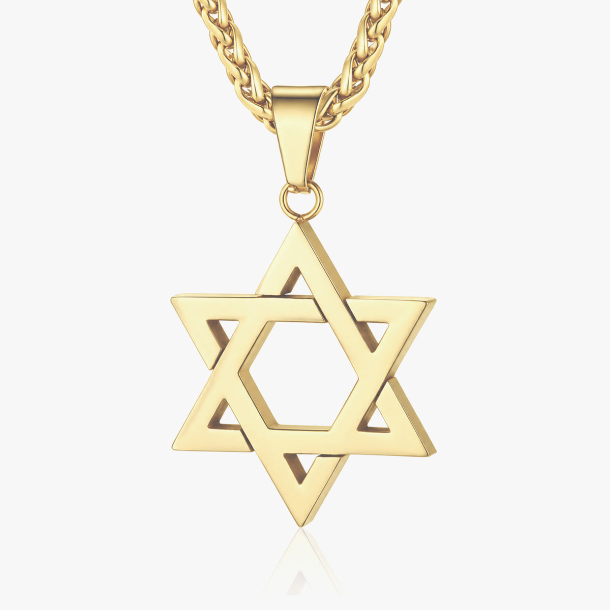 Men's gold Star of David pendant necklace in stainless steel