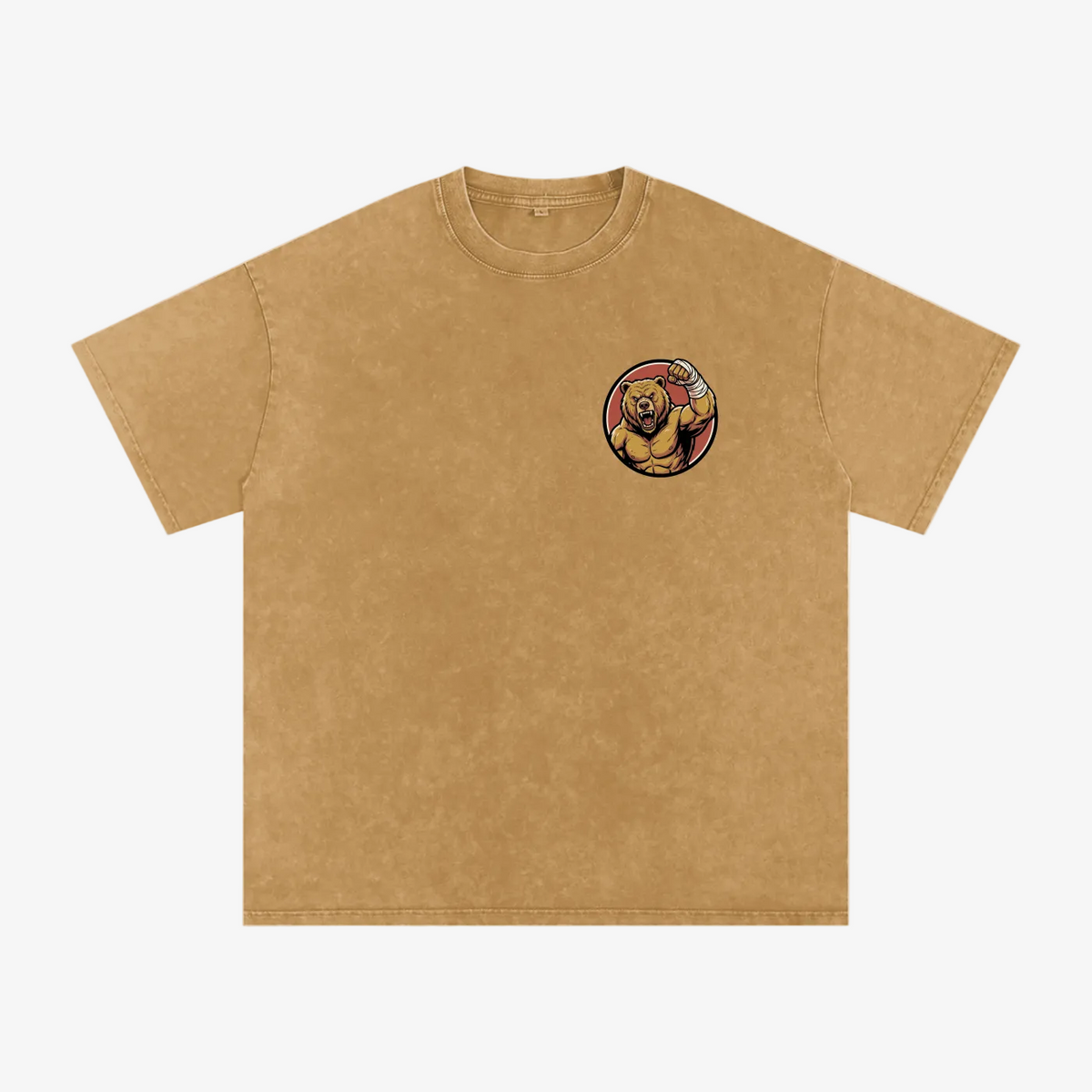 Bear Fight Club Snow Washed Oversized Graphic Tee
