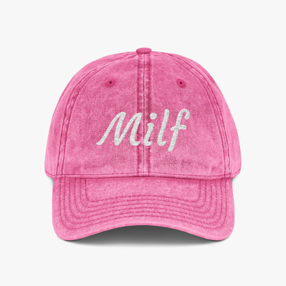 MILF Embroidered Vintage Pink Cap