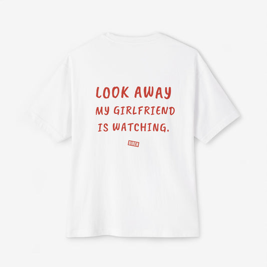 Look Away My Girlfriend Is Watching Oversized Boxy T-Shirt
