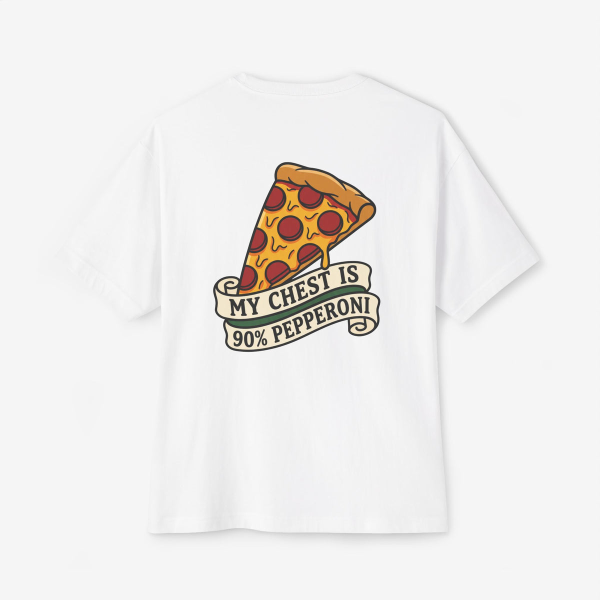 My Chest Is 90% Pepperoni Oversized Boxy T-Shirt