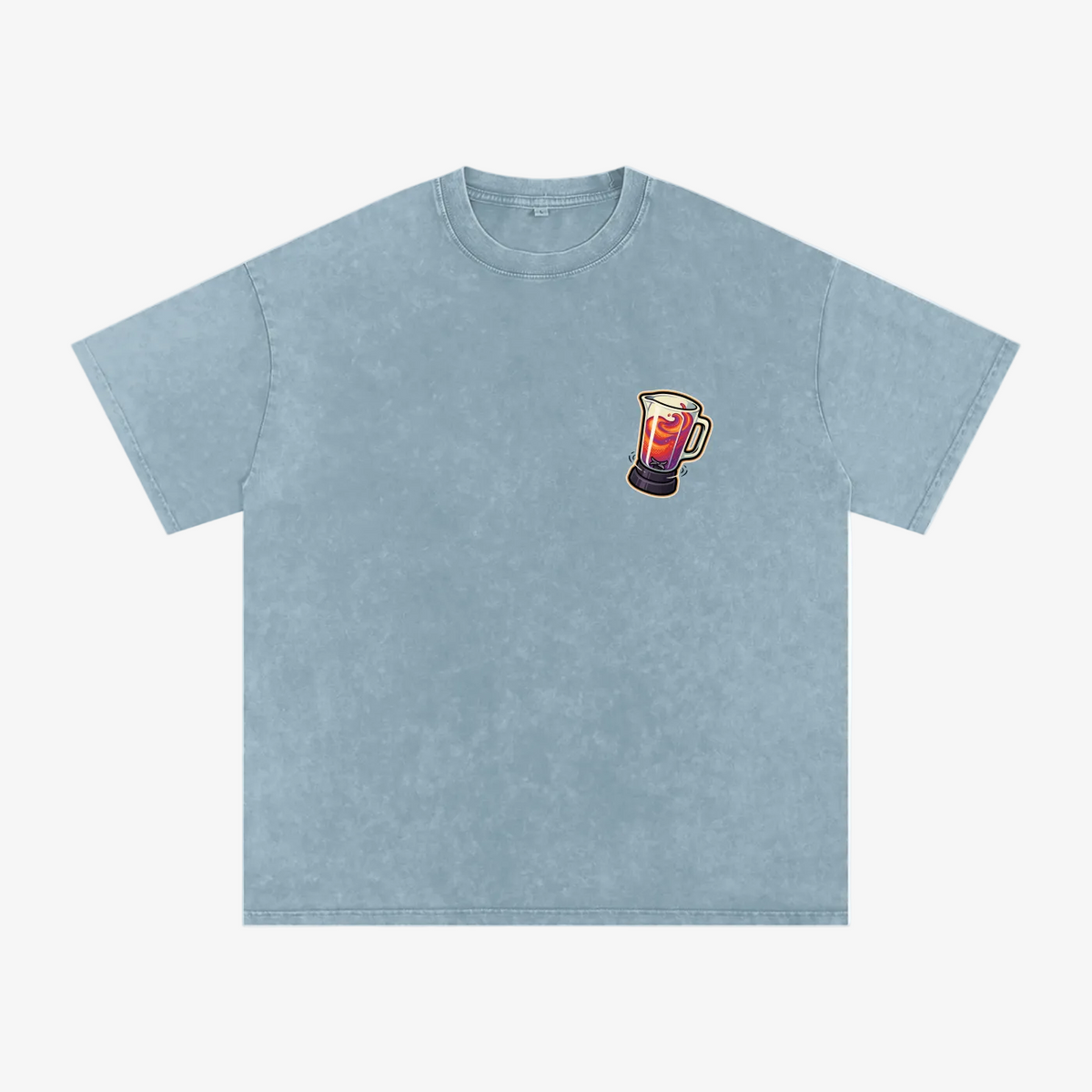 A dark gray acid-wash t-shirt featuring a cartoon graphic of a bear wearing a red cap and colorful sleeves, holding cash, on the left chest. The t-shirt is displayed flat against a solid white background.