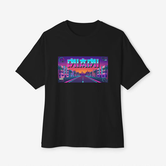 Miami Retro Anime Style Oversized Boxy T-Shirt