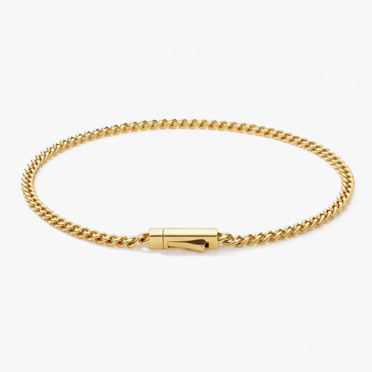 Men's 3mm gold curb chain bracelet in stainless steel with box clasp