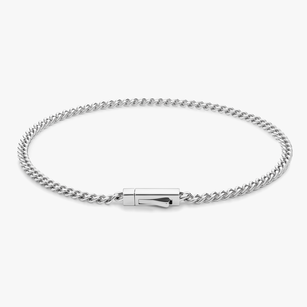 Men's 3mm silver curb chain bracelet in stainless steel