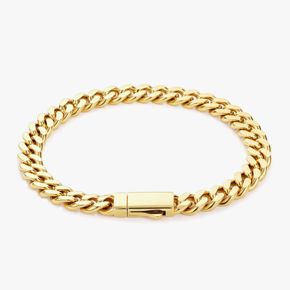 Men's 8mm gold curb chain bracelet in stainless steel with box clasp