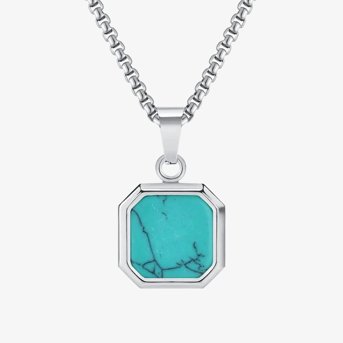 Square Gemstone Pendant Necklace