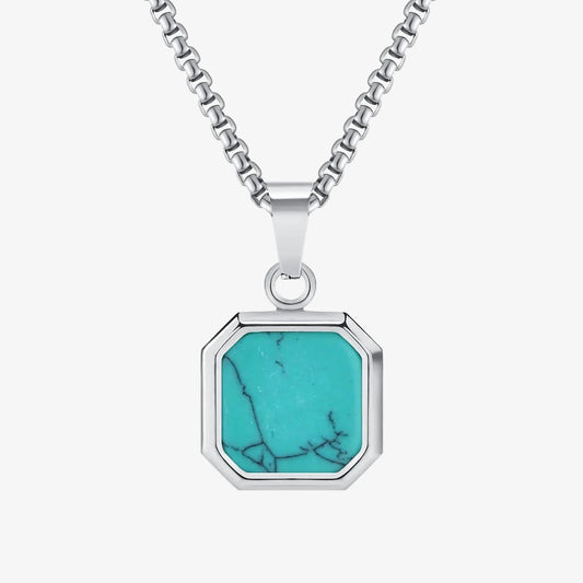 Square Gemstone Pendant Necklace