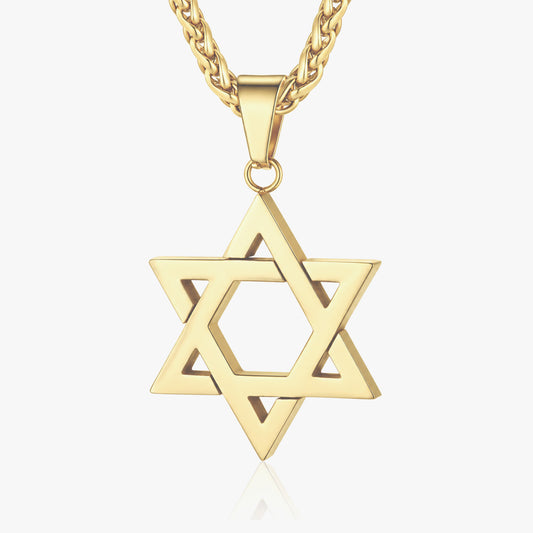 Men's gold Star of David pendant necklace in stainless steel