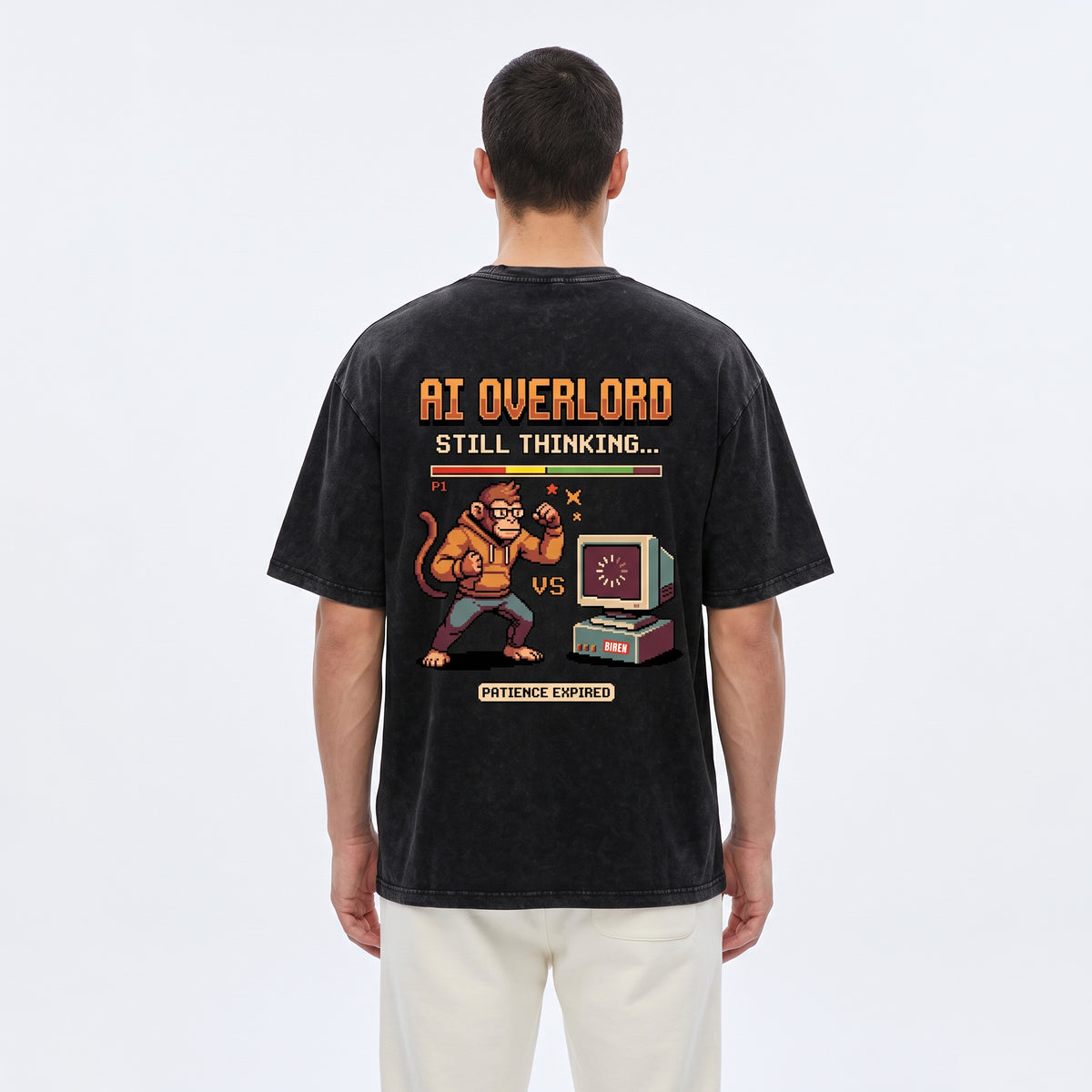 AI Overlord Snow Washed Oversized Cotton T-Shirt