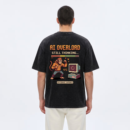 AI Overlord Snow Washed Oversized Cotton T-Shirt