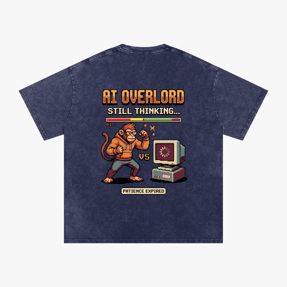 AI Overlord Snow Washed Oversized Cotton T-Shirt