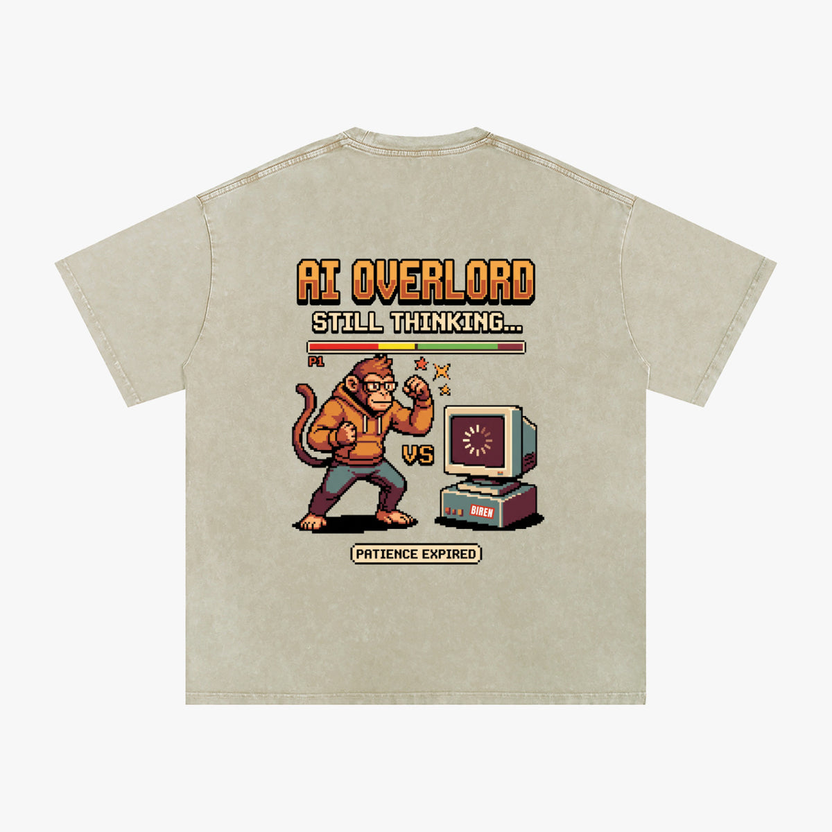 AI Overlord Snow Washed Oversized Cotton T-Shirt