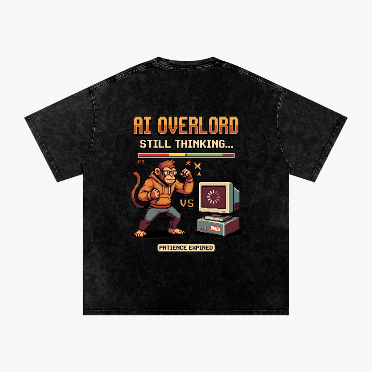 AI Overlord Snow Washed Oversized Cotton T-Shirt