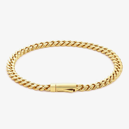 Men's 5mm gold curb chain bracelet in stainless steel with box clasp