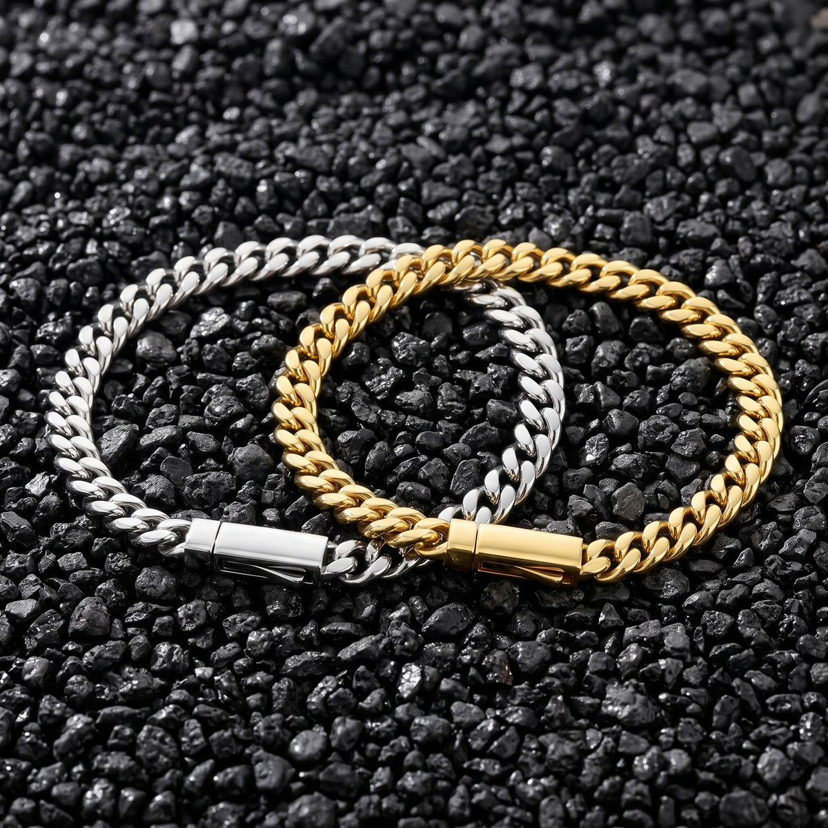 5mm gold and silver curb chain bracelets