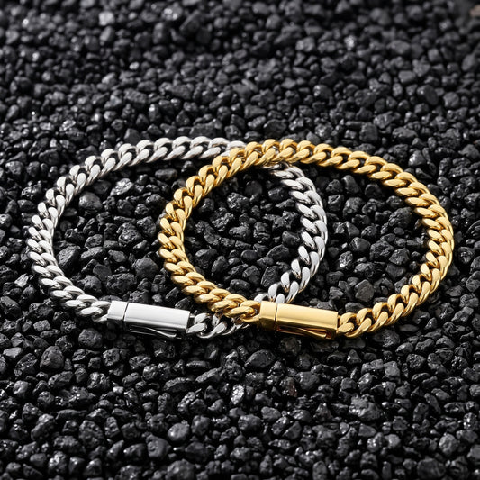 5mm gold and silver curb chain bracelets