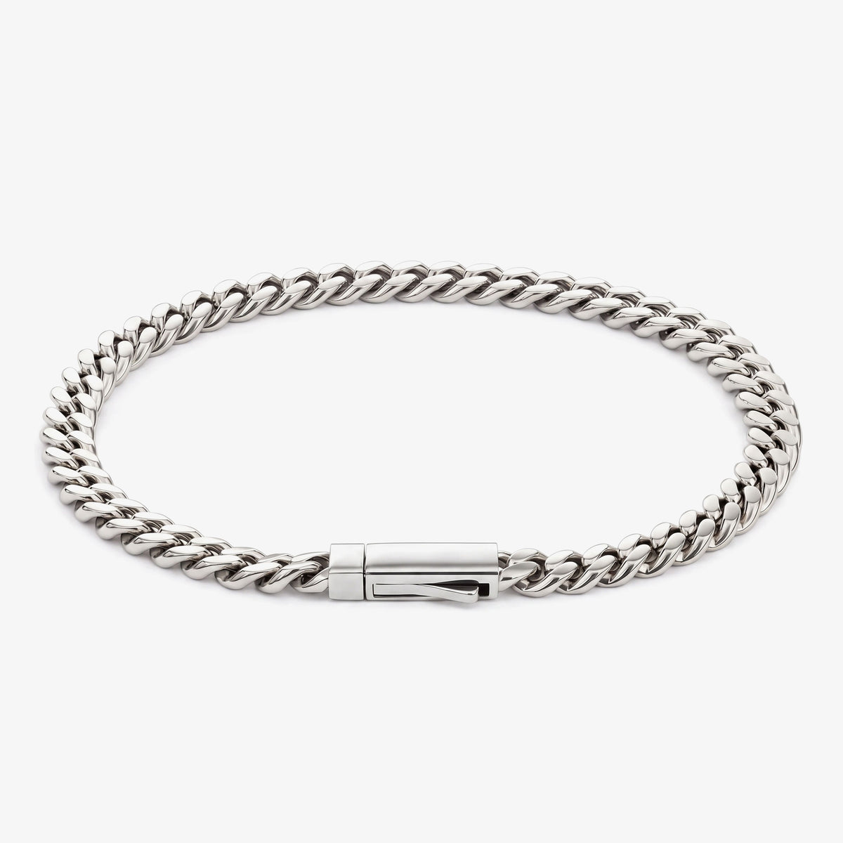 Men's 5mm silver curb chain bracelet in stainless steel
