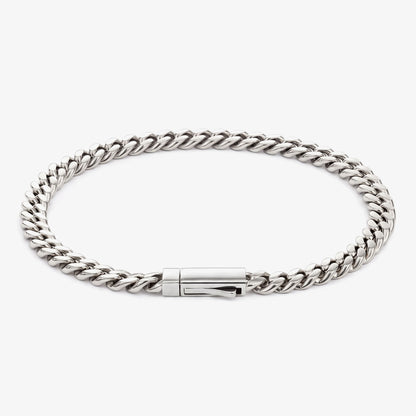 Men's 5mm silver curb chain bracelet in stainless steel