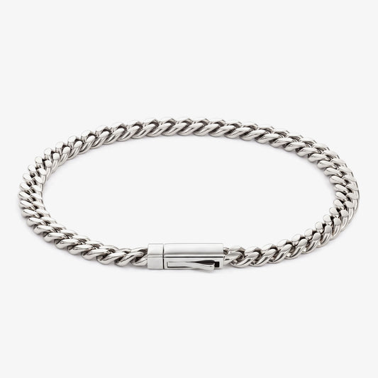 Men's 5mm silver curb chain bracelet in stainless steel