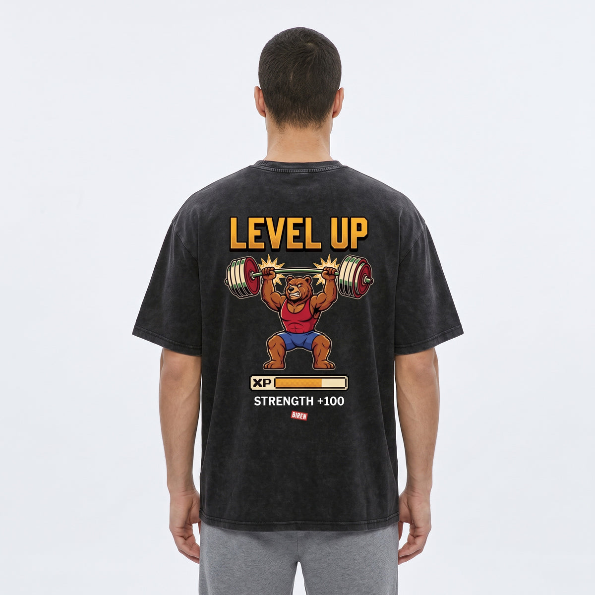 Grizzly Gym Grind Snow Washed Oversized Tee