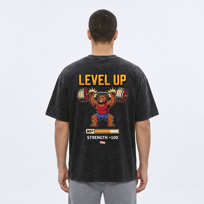 Grizzly Gym Grind Snow Washed Oversized Tee