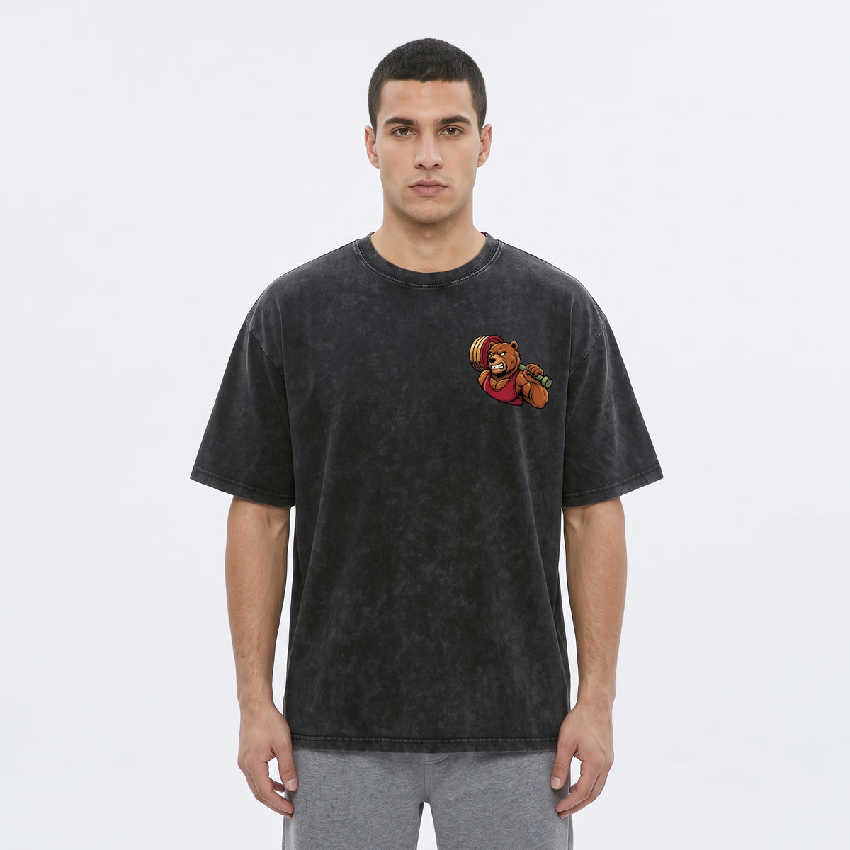 Grizzly Gym Grind Snow Washed Oversized Tee