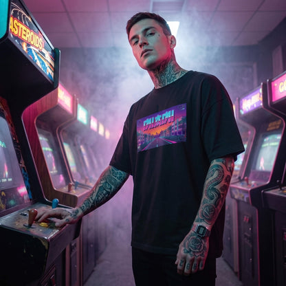 Miami Retro Anime Style Oversized Boxy T-Shirt